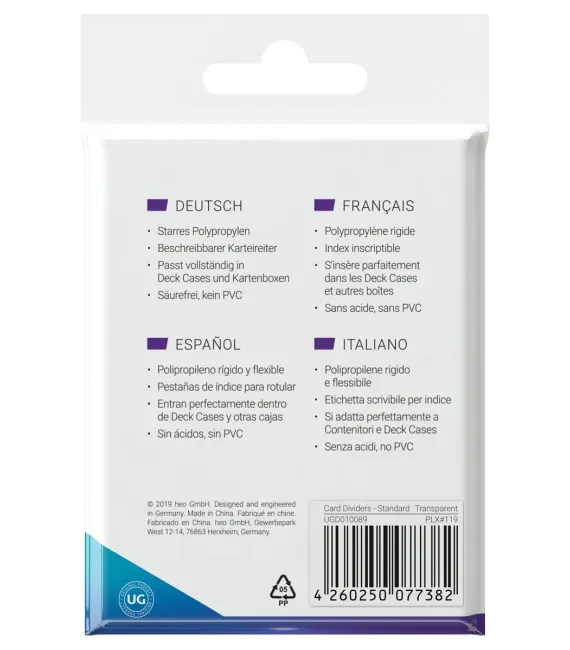 Tarjetas Separadoras Ultimate Guard Card  - Transparentes (10 uds)